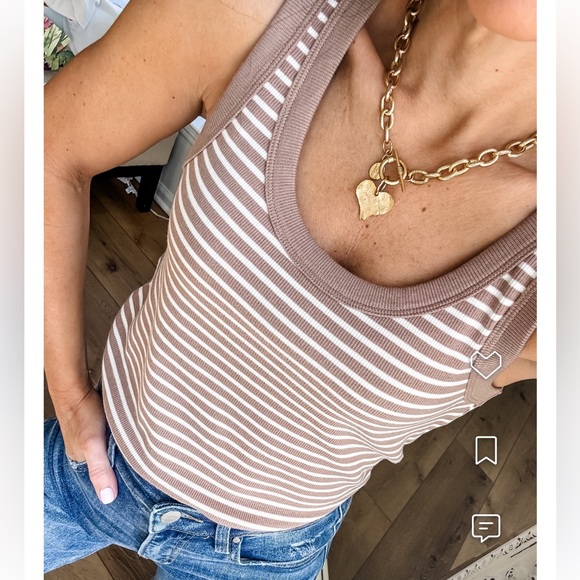NWT Z SUPPLY BROWN AND CREAM STRIPED TANK TOP - Picture 1 of 1